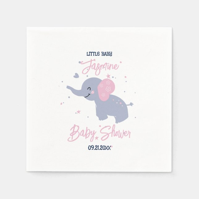 Cute tecknad elefanter mönster på marinblått pappersservett (Framsidan)