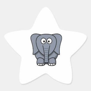 Cute Tecknad Elephant Clipart Stjärnformat Klistermärke