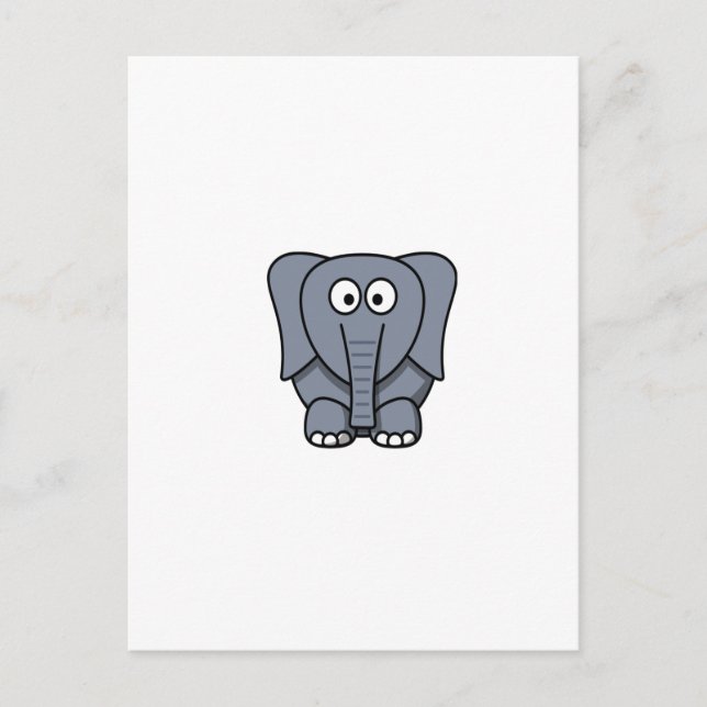Cute Tecknad Elephant Clipart Vykort (Framsida)