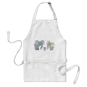 Cute Tecknad Elephant Family Apron Förkläde