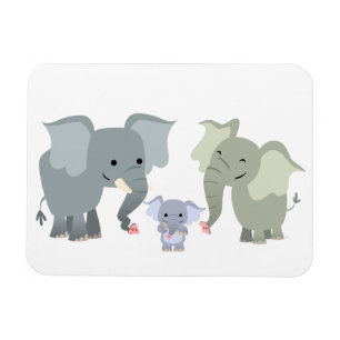 Cute Tecknad Elephant Family Flexible Magnet
