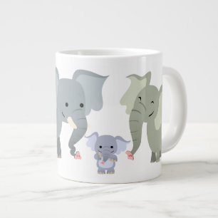 Cute Tecknad Elephant Family Jumbo Mugg