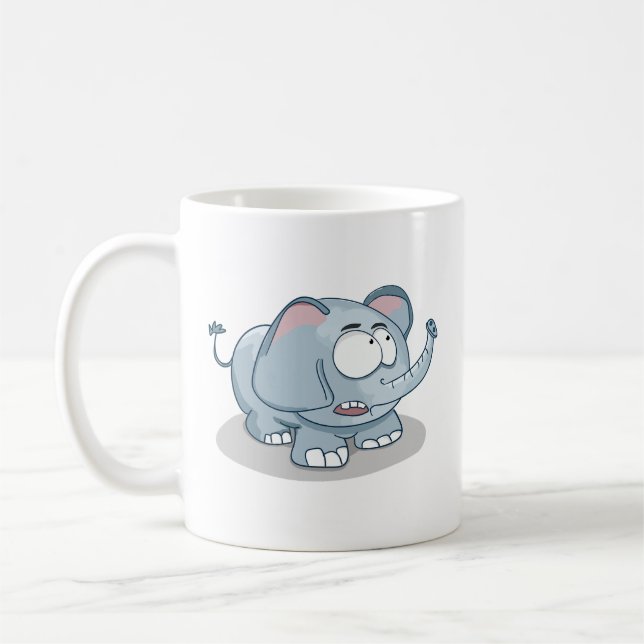 Cute Tecknad Elephant Funny Coffee Mugg (Vänster)