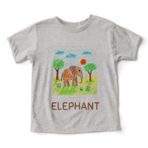 Cute Tecknad Elephant - Kids Animal Art