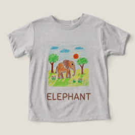 Cute Tecknad Elephant - Kids Animal Art T Shirt