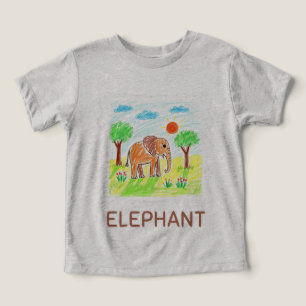 Cute Tecknad Elephant - Kids Animal Art T Shirt