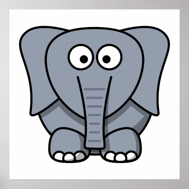 Cute Tecknad Elephant Poster (Framsidan)