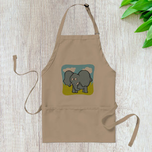 Cute Tecknad Elephant Roligt Jungle Animal Förkläde