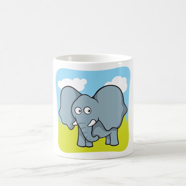 Cute Tecknad Elephant Roligt Jungle Animal Kaffemugg (Skapare uppladdad)