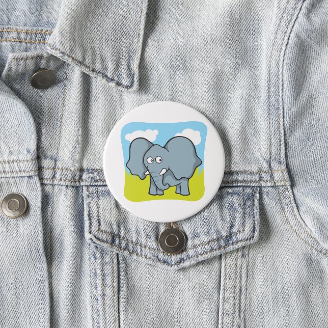 Cute Tecknad Elephant Roligt Jungle Animal Knapp (Skapare uppladdad)