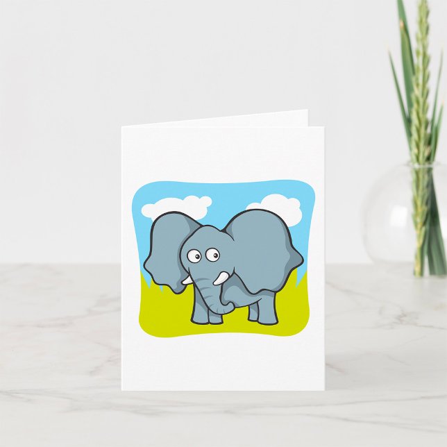 Cute Tecknad Elephant Roligt Jungle Animal Kort (Skapare uppladdad)