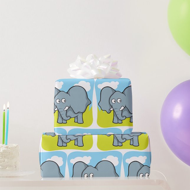 Cute Tecknad Elephant Roligt Jungle Animal Presentpapper (Skapare uppladdad)