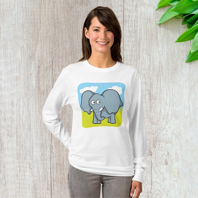 Cute Tecknad Elephant Roligt Jungle Animal T Shirt (Skapare uppladdad)