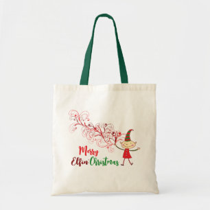 Cute Tecknad Elf Swirls Magic Jul Helgdag Tygkasse