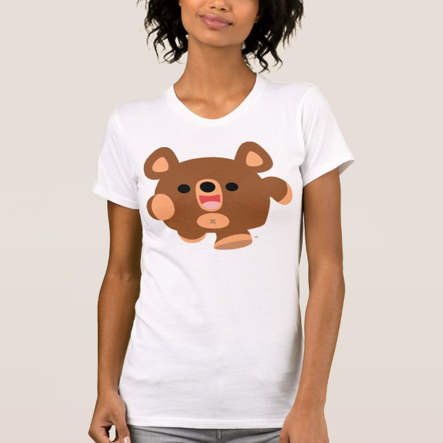 Cute Tecknad Energetic Bear Women T-shirt (Framsida)