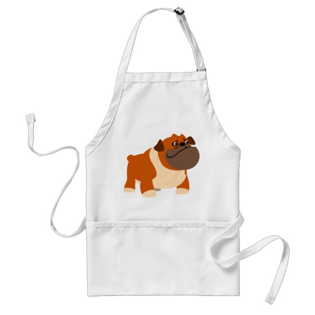 Cute Tecknad English Bulldog Cooking Apron Förkläde (Framsidan)