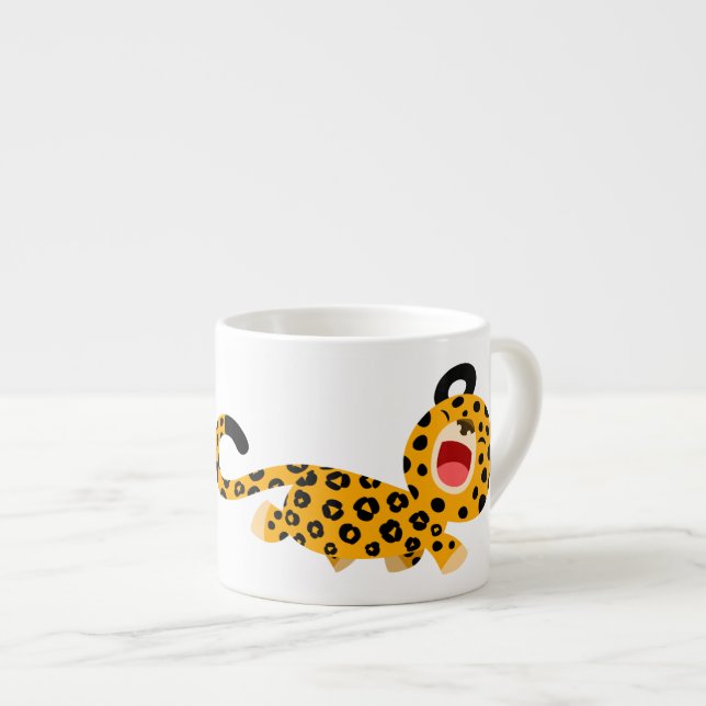 Cute Tecknad Facetious Leopard Espresso Mugg Espressomugg (Framsida höger)