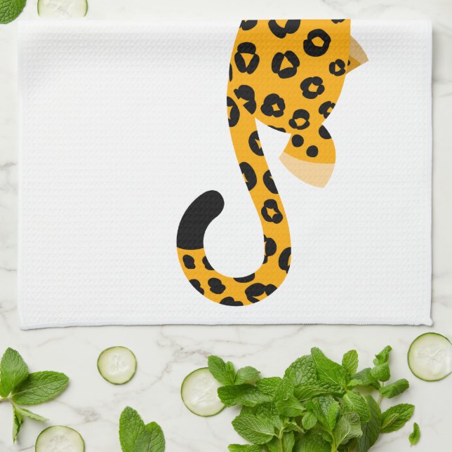 Cute Tecknad Facetious Leopard Kitchen Towel Kökshandduk (Vikta)
