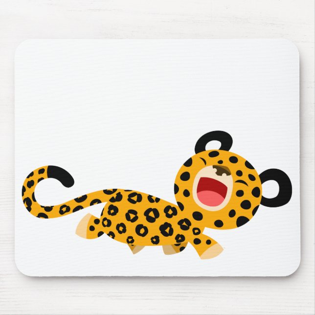 Cute Tecknad Facetious Leopard Mousepad Musmatta (Framsidan)
