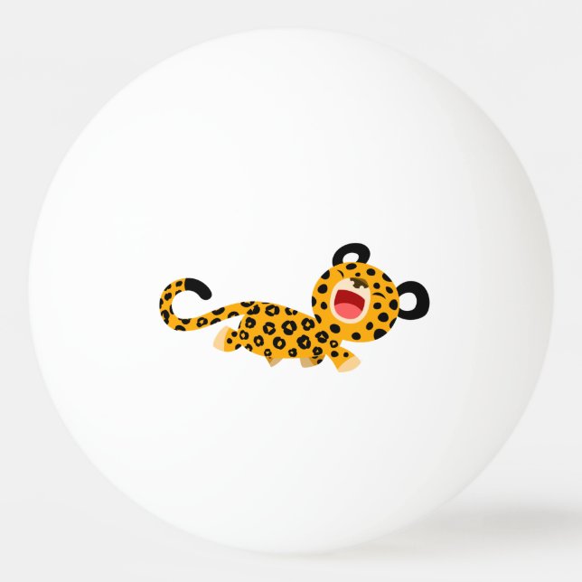 Cute Tecknad Facetious Leopard Ping Pong Boll (Framsidan)
