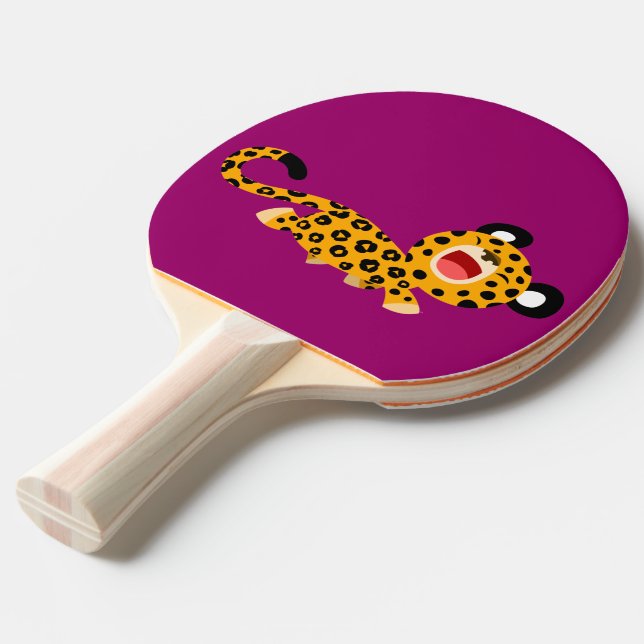 Cute Tecknad Facetious Leopard Ping Pong Paddle Pingisracket (Frontvinkel)