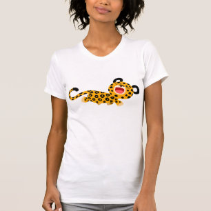 Cute Tecknad Facetious Leopard Women T-Shirt