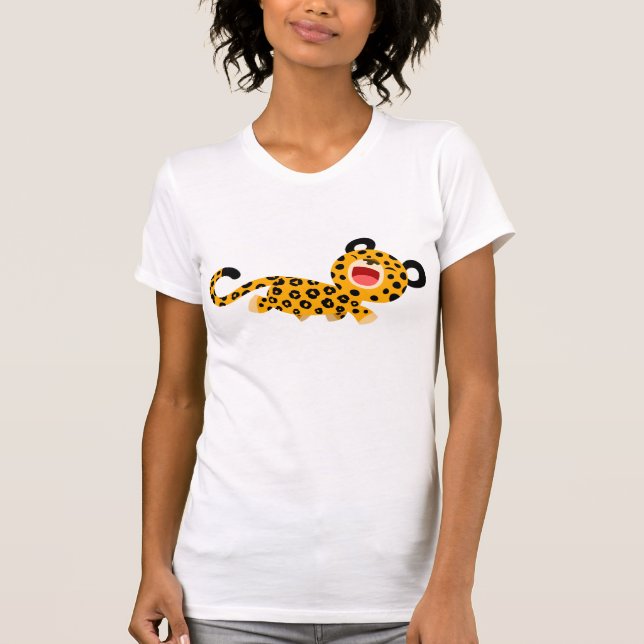 Cute Tecknad Facetious Leopard Women T-Shirt (Framsida)