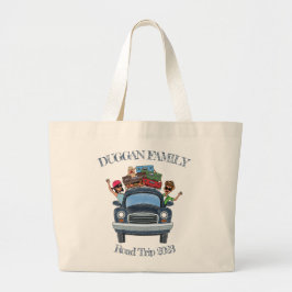Cute Tecknad Family Road Resa Anpassningsbar Text Jumbo Tygkasse