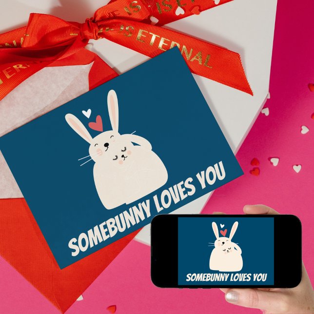 Cute Tecknad Fånig Bunny Pun Valentine Card Helgkort (Skapare uppladdad)