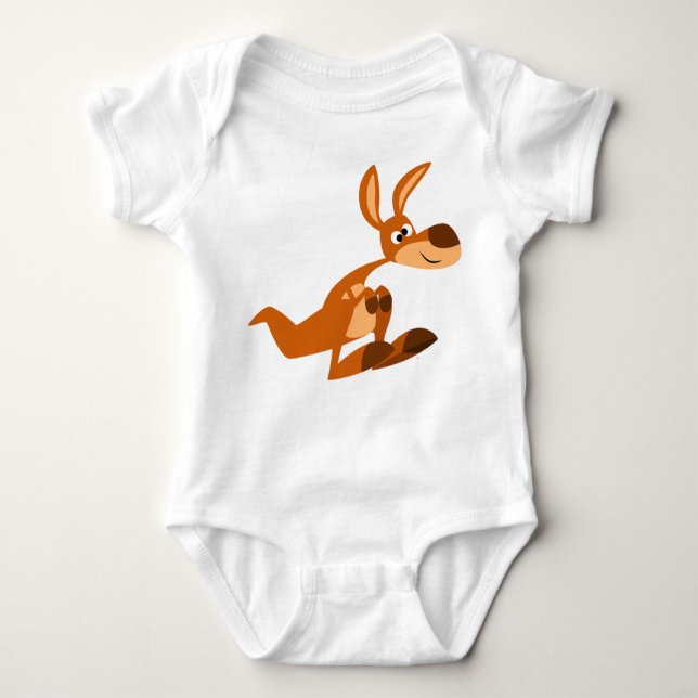 Cute Tecknad Fånig Kangaroo Baby Tee Shirt (Framsida)