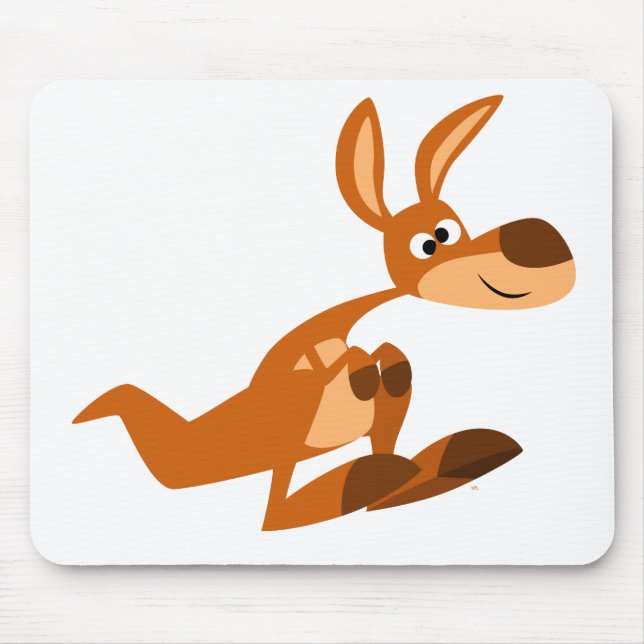 Cute Tecknad Fånig Kangaroo Mousepad Musmatta (Framsidan)