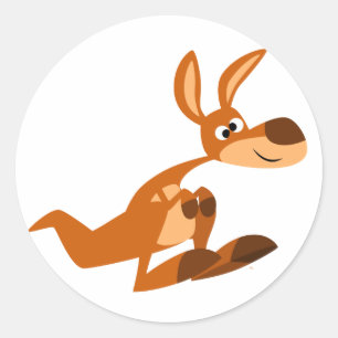 Cute Tecknad Fånig Kangaroo Sticker Runt Klistermärke