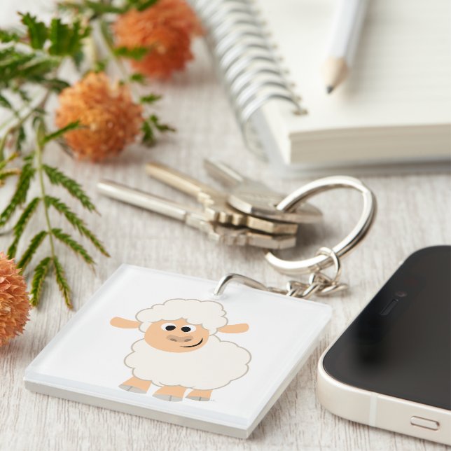 Cute Tecknad får Acrylic Keychain (Högra Framsidan)