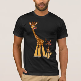 Cute Tecknad Far Giraffe och Calf T-Shirt