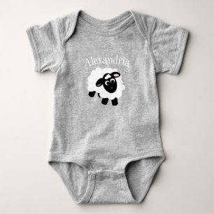 Cute Tecknad Får Grått T Shirt