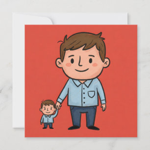 Cute Tecknad Far & Son Lycklig Fars dag Kort