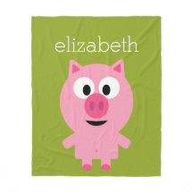 Cute Tecknad Farm Gris - Rosa och Lime Green