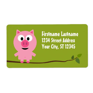 Cute Tecknad Farm Gris - Rosa och Lime Green Fraktsedel