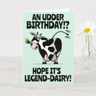 Cute Tecknad Farmyard Cow Grattis på födelsedagen Kort
