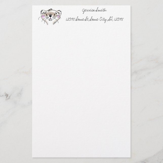 Cute Tecknad Ferret Ansikte Brevpapper (Framsida)