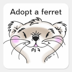 Cute Tecknad Ferret Ansikte Fyrkantigt Klistermärke