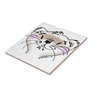 Cute Tecknad Ferret Ansikte Kakelplatta