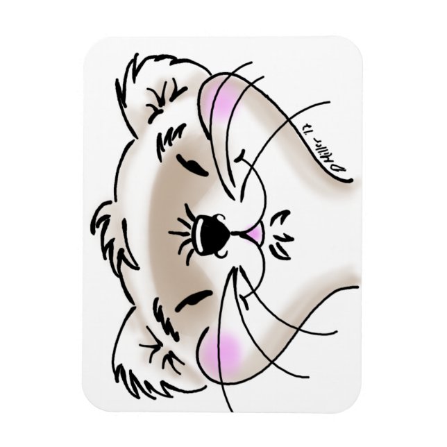 Cute Tecknad Ferret Ansikte Magnet (Vertikal)