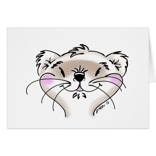 Cute Tecknad Ferret Ansikte OBS Kort (Framsidan Horizontal)