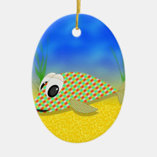 Cute Tecknad Fish Julgransprydnad Keramik