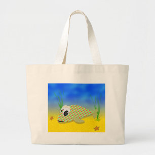 Cute Tecknad Fish Jumbo Tygkasse