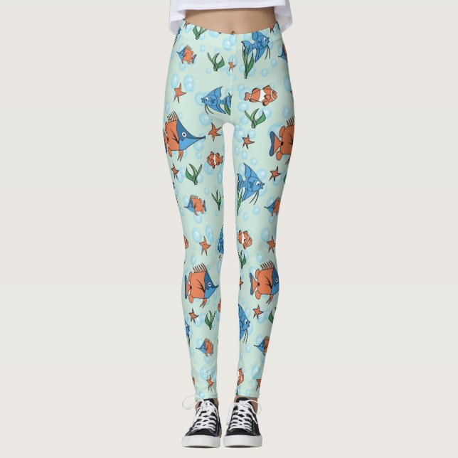 Cute Tecknad Fish Leggings (Framsida)