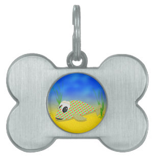 Cute Tecknad Fish Namnbricka Husdjur