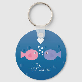 Cute Tecknad Fish Pisces Zodiac Sign Anpassningsba Nyckelring