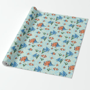 Cute Tecknad Fish Presentpapper